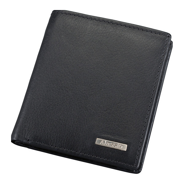 Alassio Mini portefeuille, cuir, format haut, noir