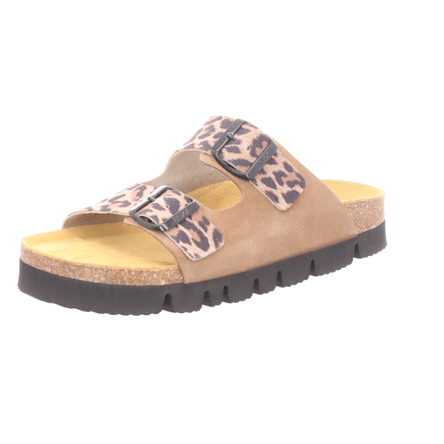 BOXX Damen-Pantolette mit Tieffußbett Leopard-Braun
