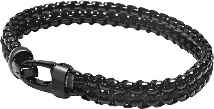Nialaya Men's Total Black Woven 8mm Box Chain Bracelet Black