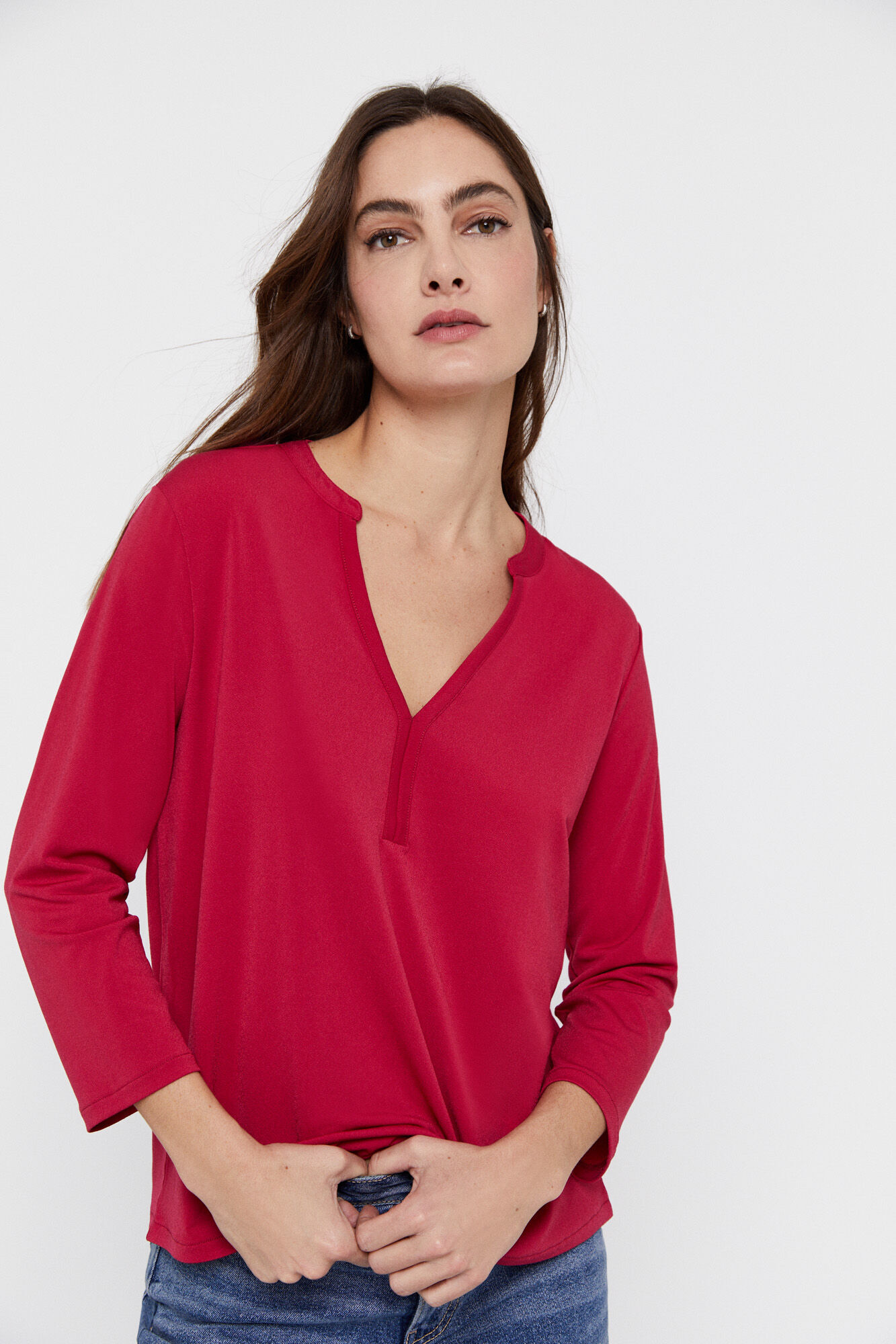 Blusa de malha com gola alta - Rosa