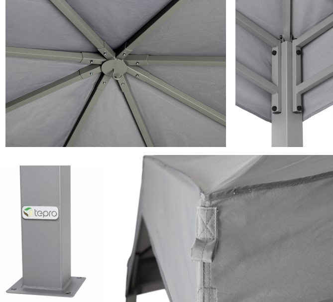 TEPRO Pavillon MARABO - grau-anthrazit - 305x305 cm