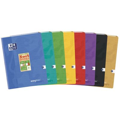 Oxford EasyBook Kraft - Cahier 24 x 32 cm - 96 pages - grands carreaux (Seyes) - disponible dans différentes couleurs