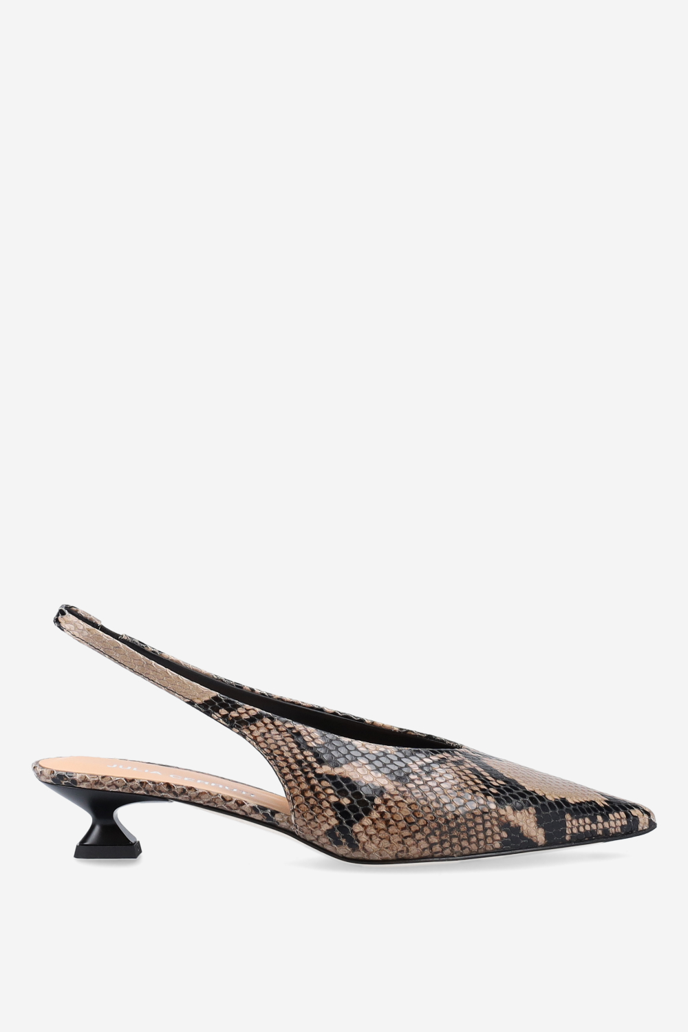 Pointed-toe pitone leather slingbacks