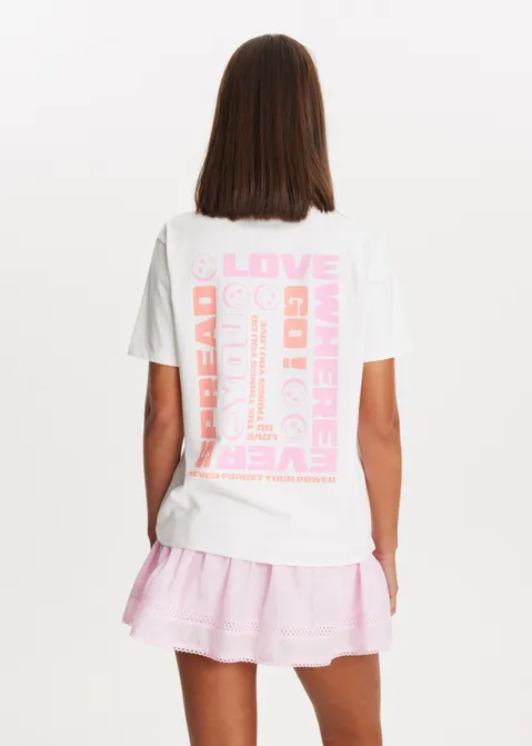 T-shirt met print love wit (WIT)