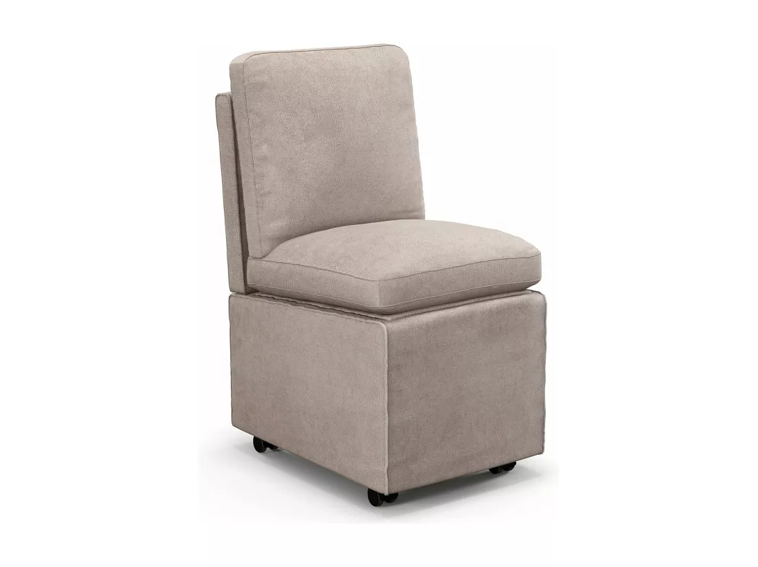 Fauteuil Salon Rembourrée avec Rangement et Roues, Chaise d'Appoint sans Accoudoirs en Tissu avec Coussins Amovibles, Ottoman de Rangement avec Dossier pour Salon, Chambre, Bureau (Style 1)