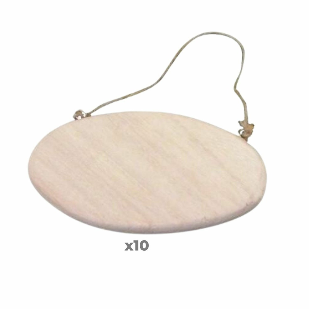 10 plaques de porte ovale avec cordelette 14,5 cm
