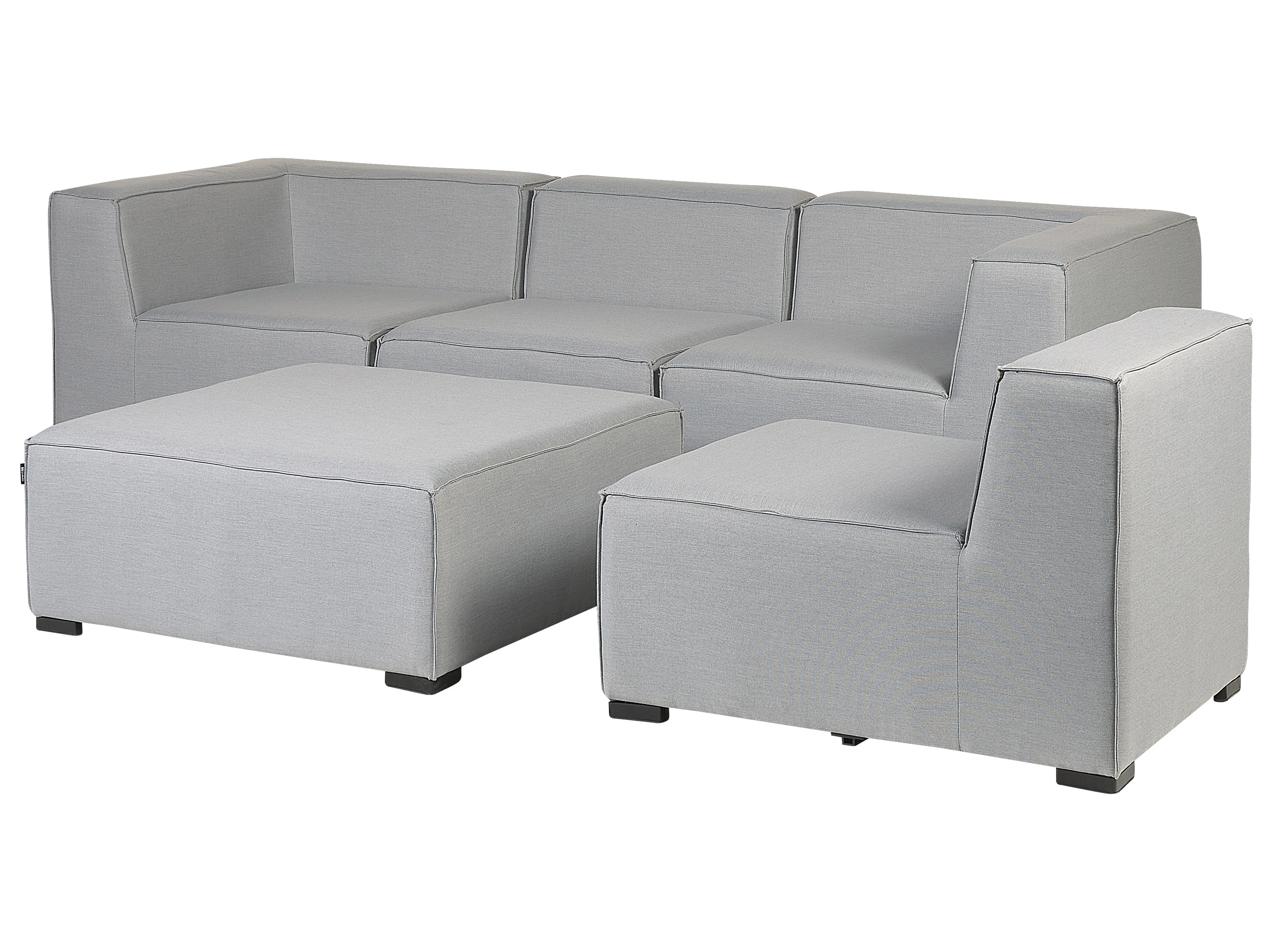 Tuin loungebank met ottomaan 4-zits AREZZO modulair Lichtgrijs