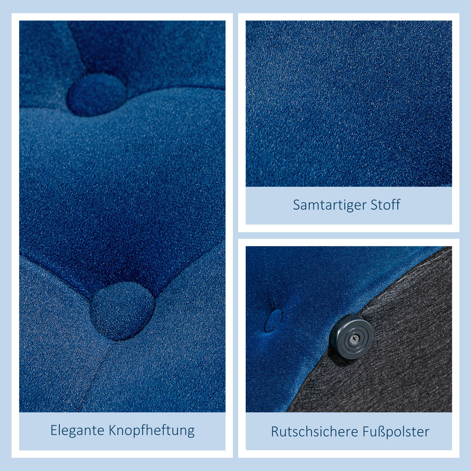 HOMCOM Ottomane mit Stauraum blau Ø60 x 40H cm