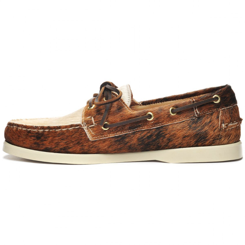 DOCKSIDES MIURA DK BROWN CREAM-Chaussures Portland bateau pour homme en cuir