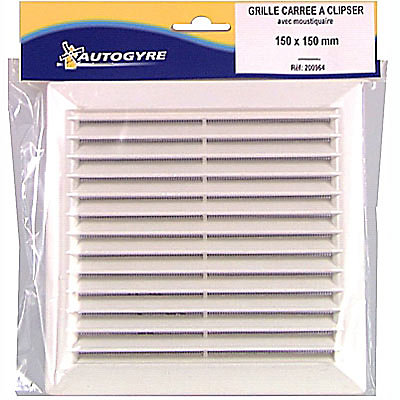 Grille d'aération PVC Autogyre à persiennes avec moutiquaire blanche 150 x 150 mm