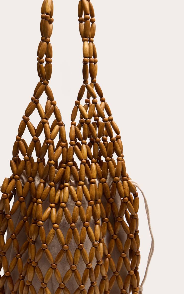Naturel Sac Seau En Perles De Bois