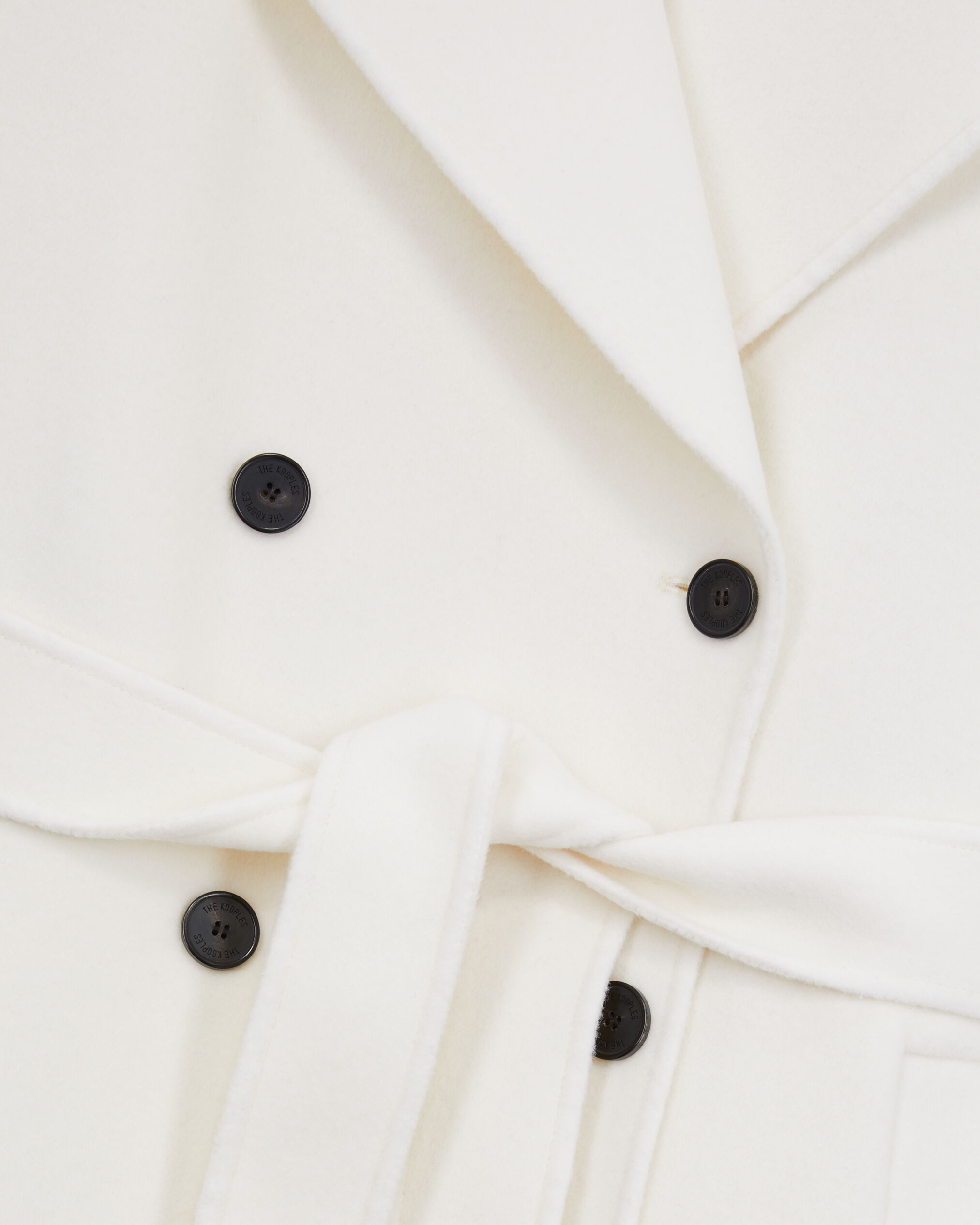 Long ecru wool-blend coat
