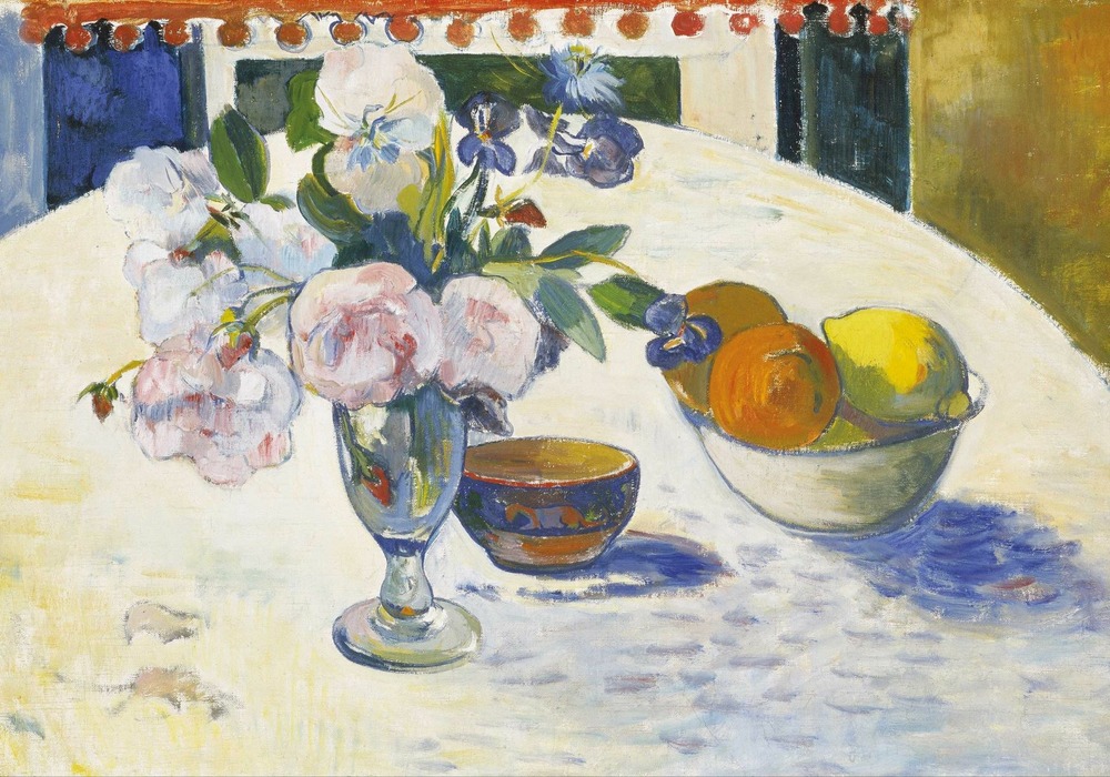Fleurs et bol de fruits de gauguin