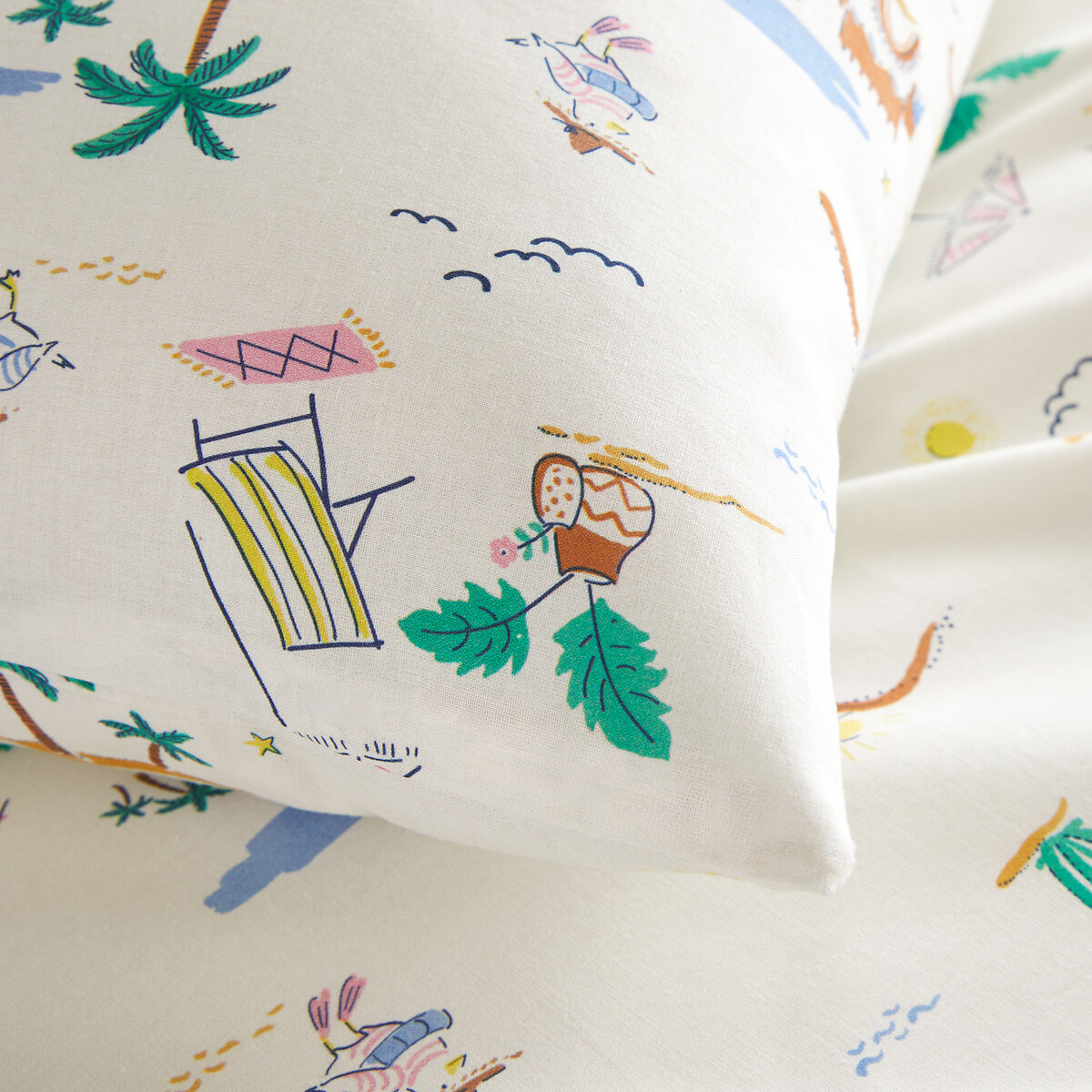 LA REDOUTE INTERIEURS<br>Conjunto de cama 50% algodão reciclado, fronha retangular.Jadida