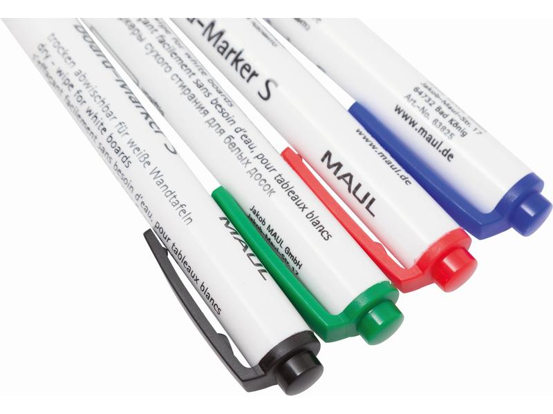 Maul Whiteboard-Marker 4 Stück, Mehrfarbig Schnell trocknende Boardmarker