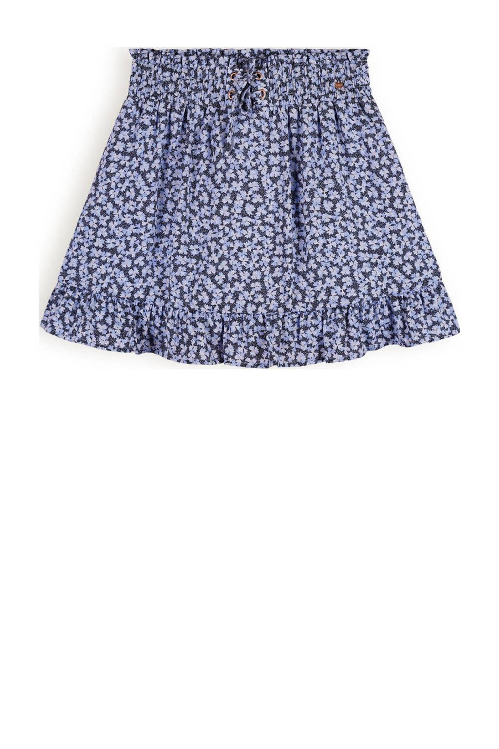 NoBell’ gebloemde rok Ninez donkerblauw/lichtblauw
