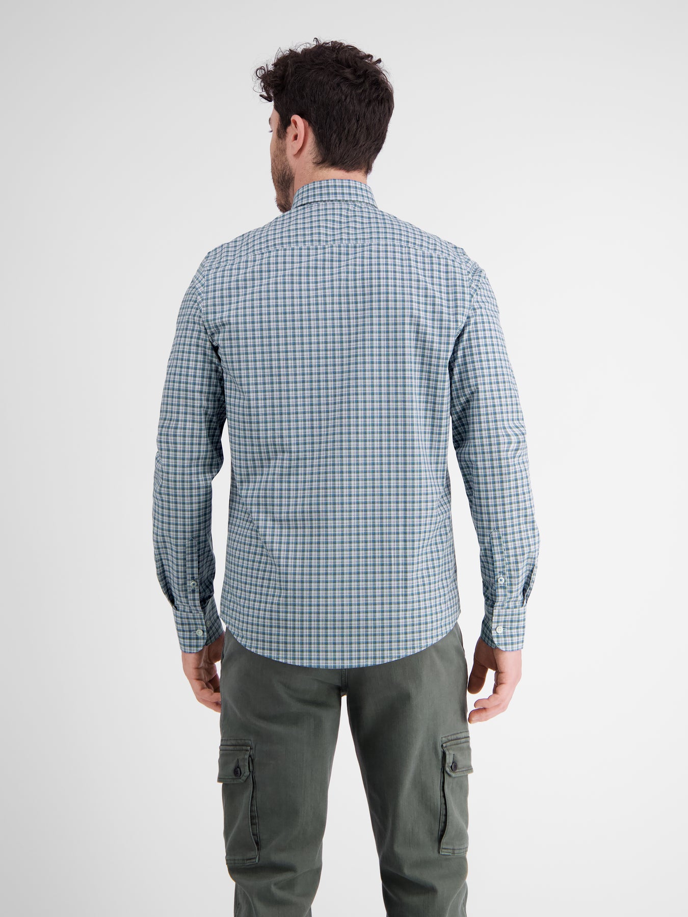 Langarmhemd, kariert, klassischer Button-down-Kragen