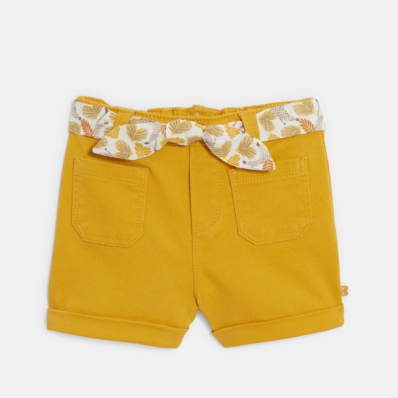 Short coton fantaisie jaune ocre bébé fille Jaune
