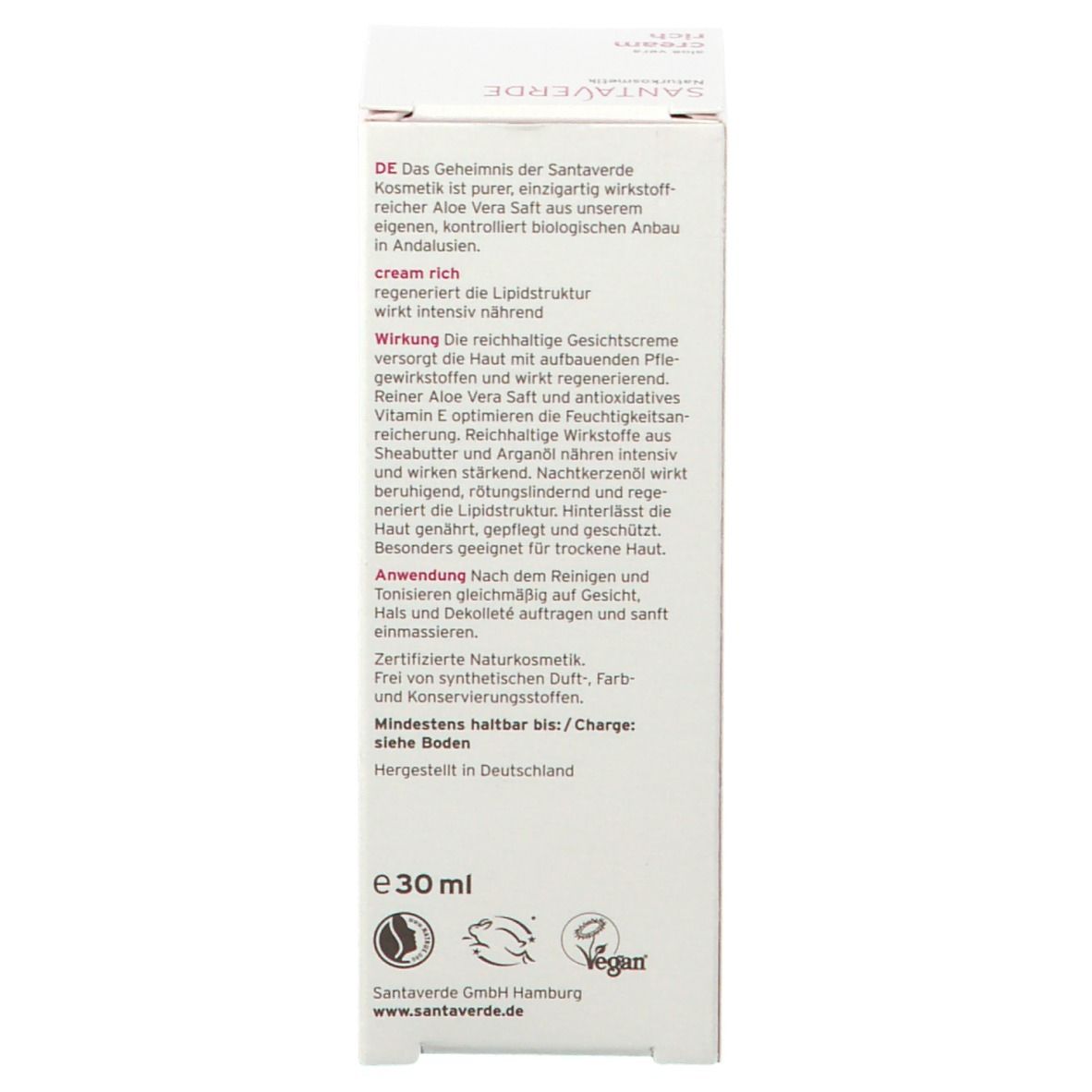 SANTAVERDE Aloe Vera Creme rich