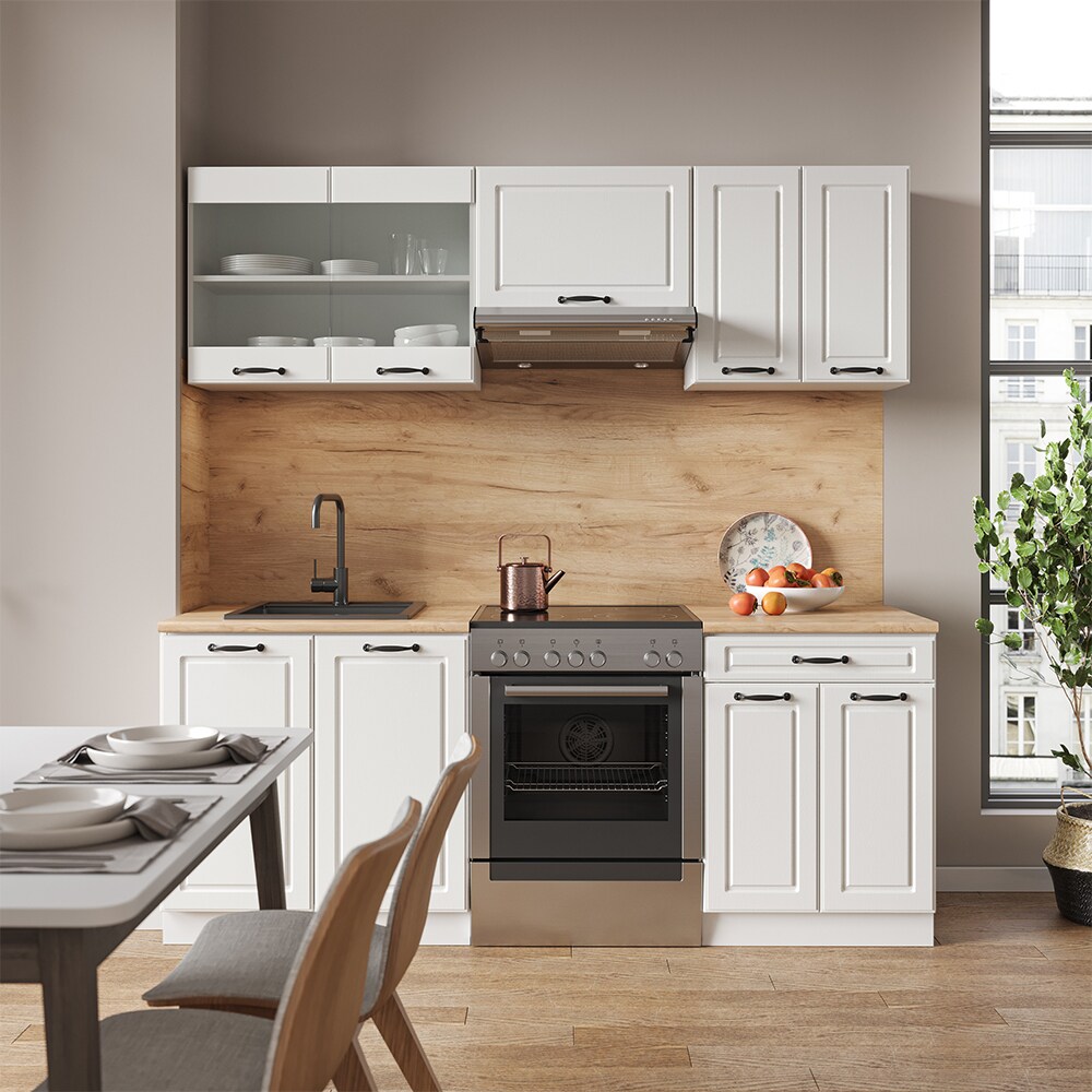 Vicco Küchenzeile Küchenblock Einbauküche R-Line 200 cm Landhaus Weiß
