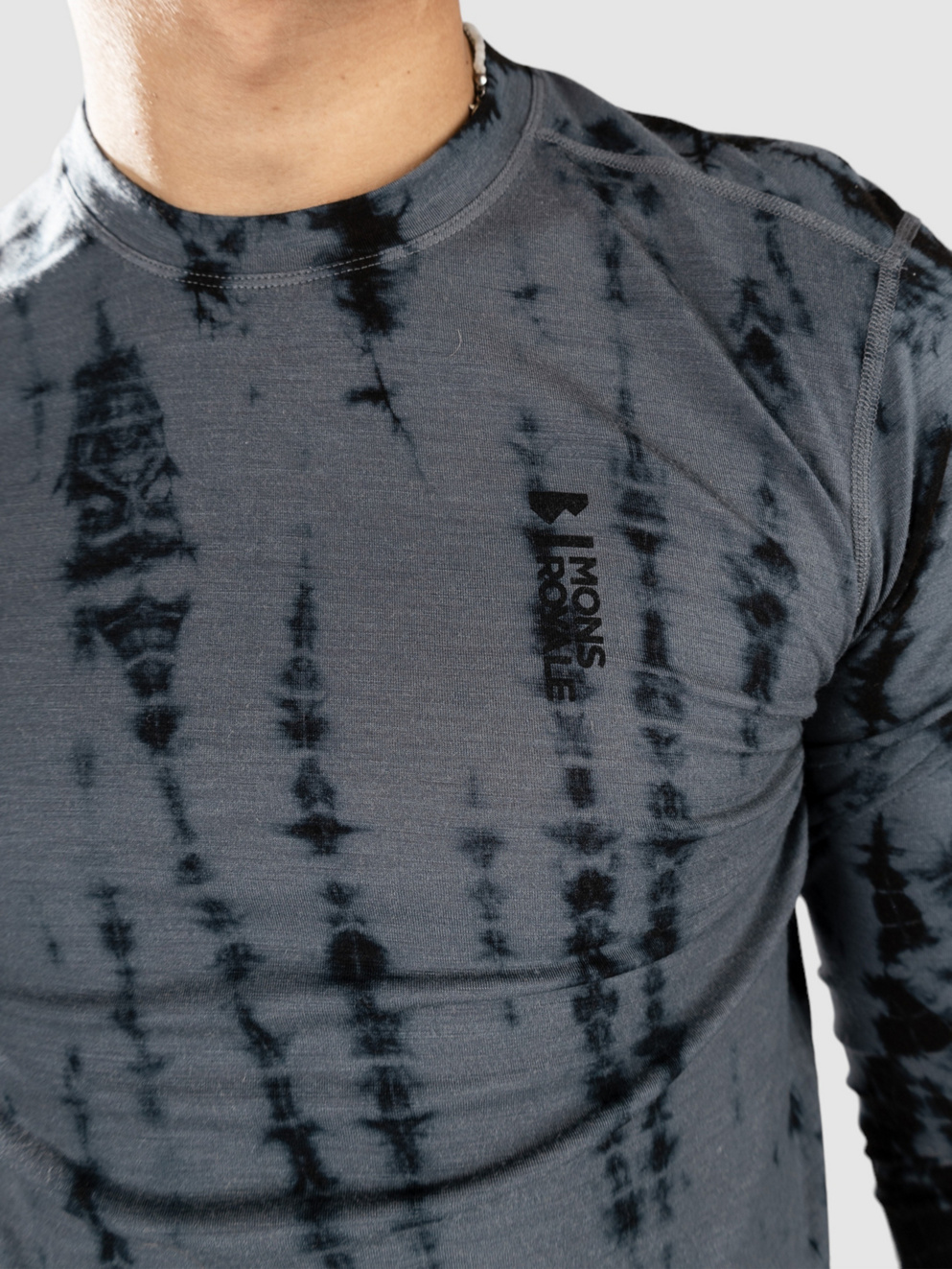 Mons Royale Merino Cascade Flex Base Layer Top grey tie dye