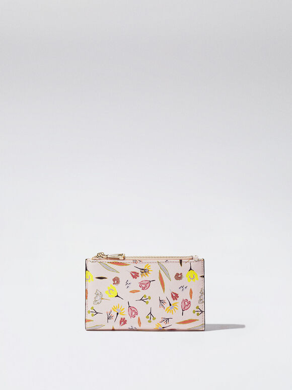 Carteira com estampa floral - Bege
