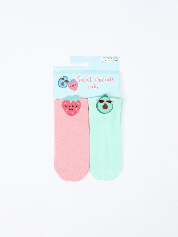Pacote com 2 pares de meias FrUñas - Cores Variadas
