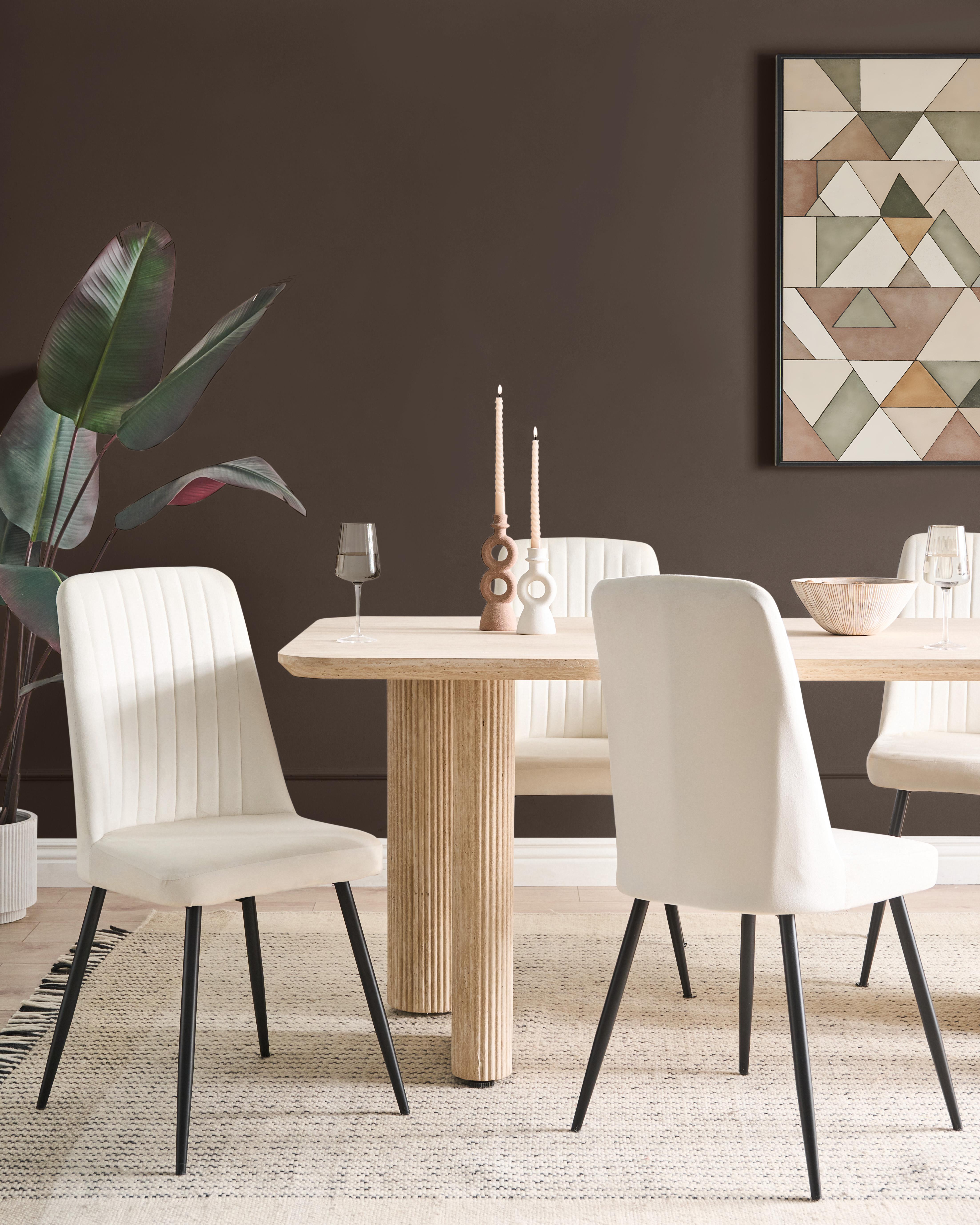 Set van 4 eetkamerstoelen KIRBY Fluweel Gebroken wit