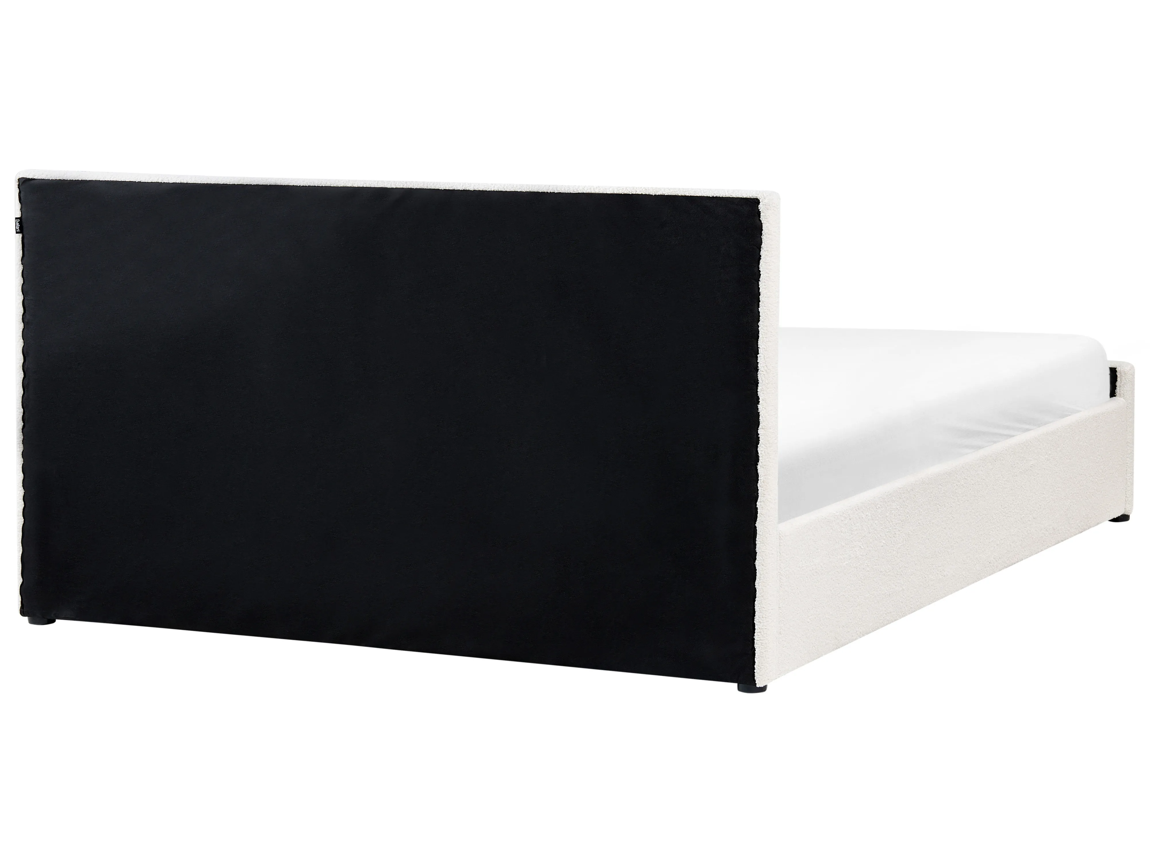 Bed met opbergruimte Bouclé ROCHEFORT 180 x 200 cm Gebroken wit
