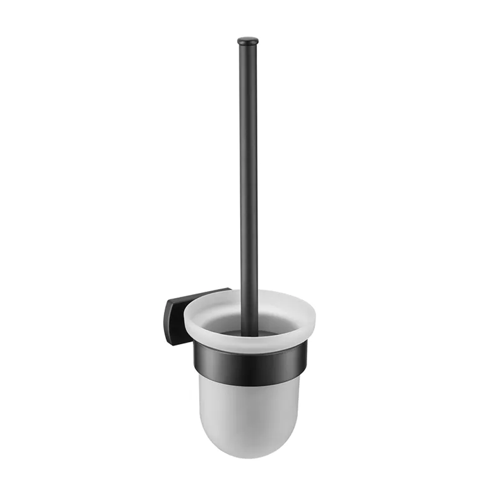 Biasca WC Bürsten Garnitur Toiletten Abfluss Reiniger mit Glas Wandhalterung (45270931) - Schwarz Matt