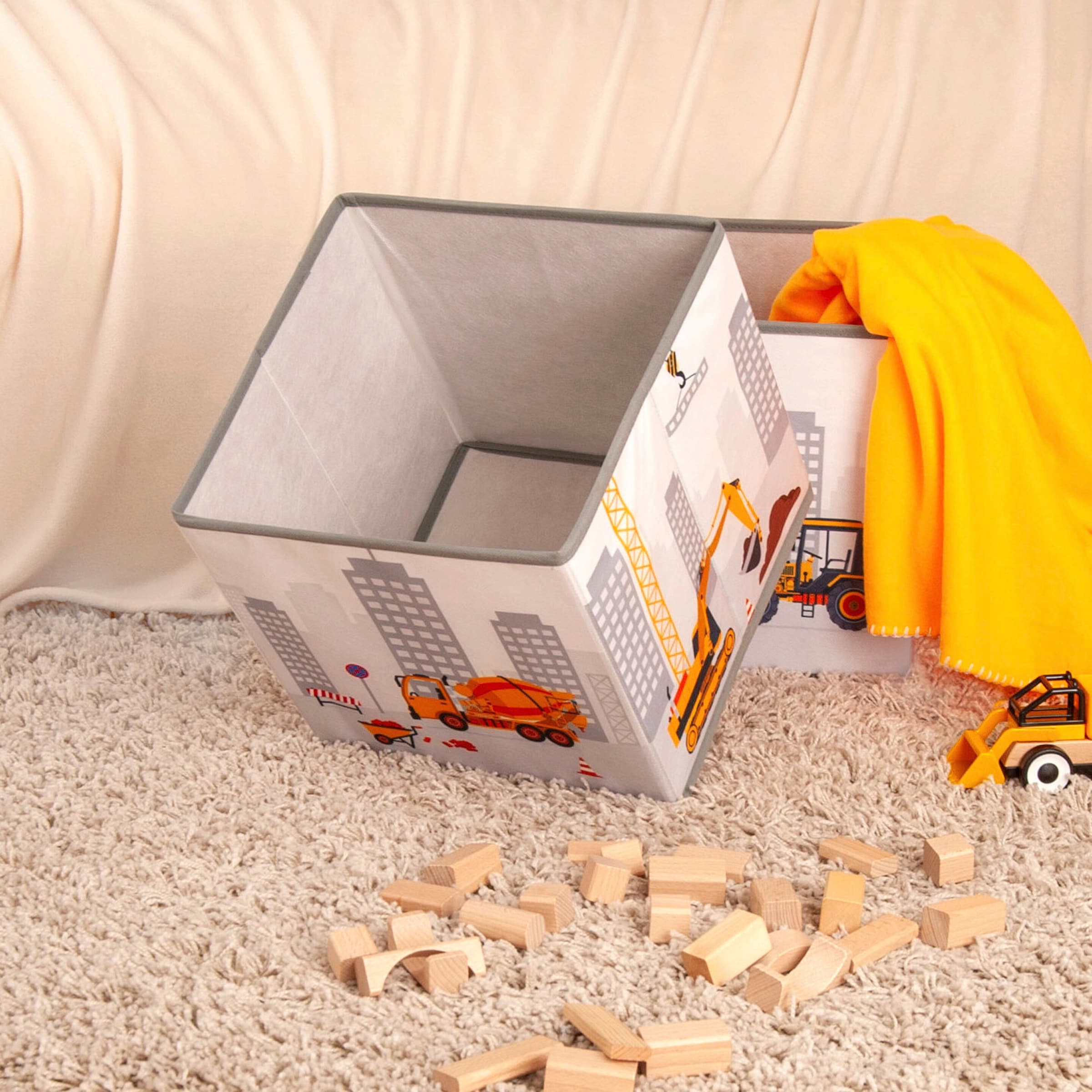 Baby Best Aufbewahrungsbox 30x30x30 cm grau / Baustelle