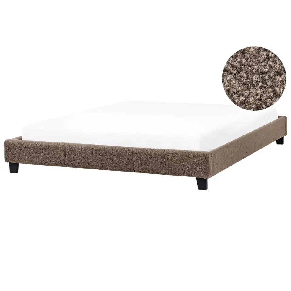 ROANNE - Tweepersoonsbed - Taupe - 180 x 200 cm - Bouclé