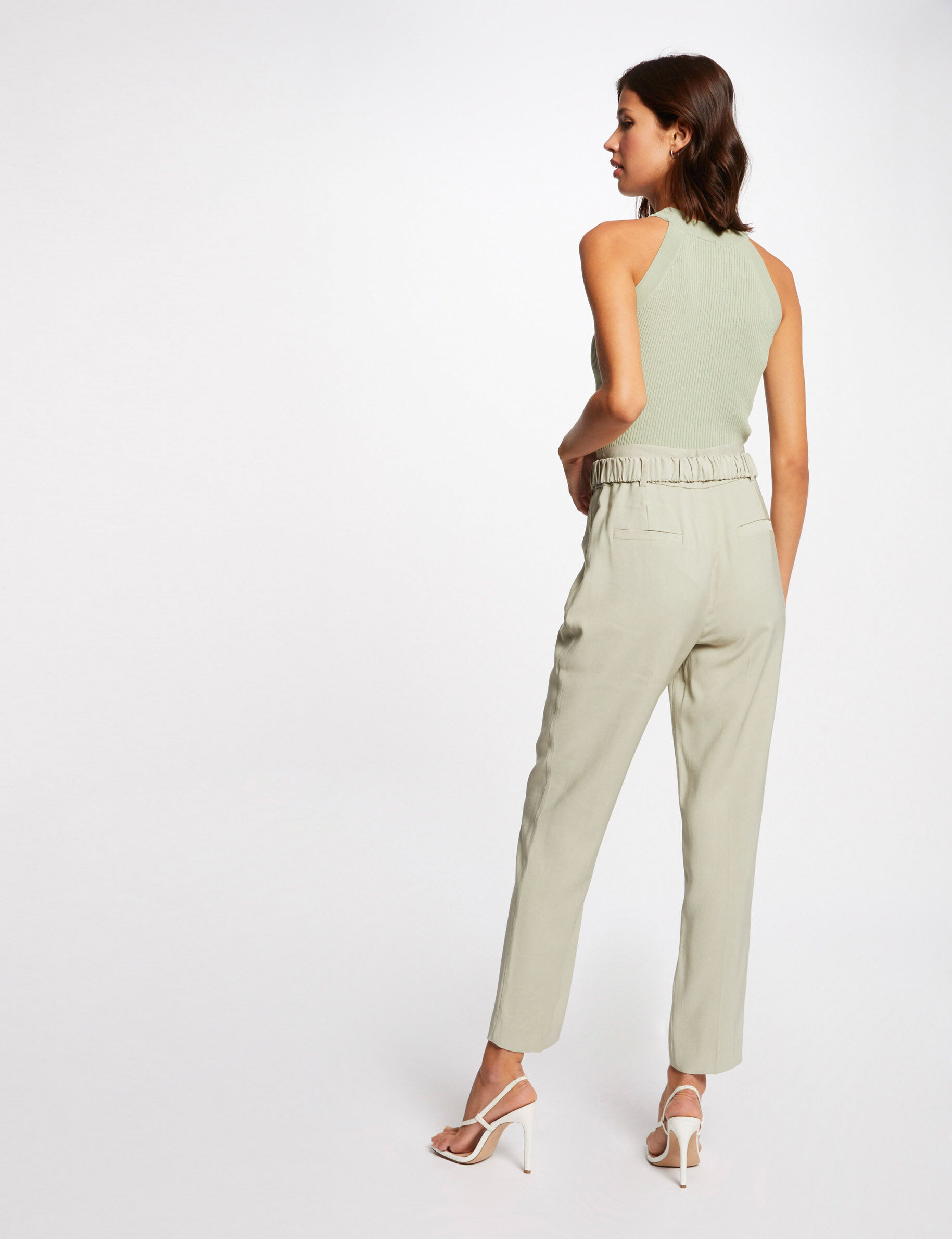 Pull débardeur avec encolure américaine vert clair femme - vert_clair