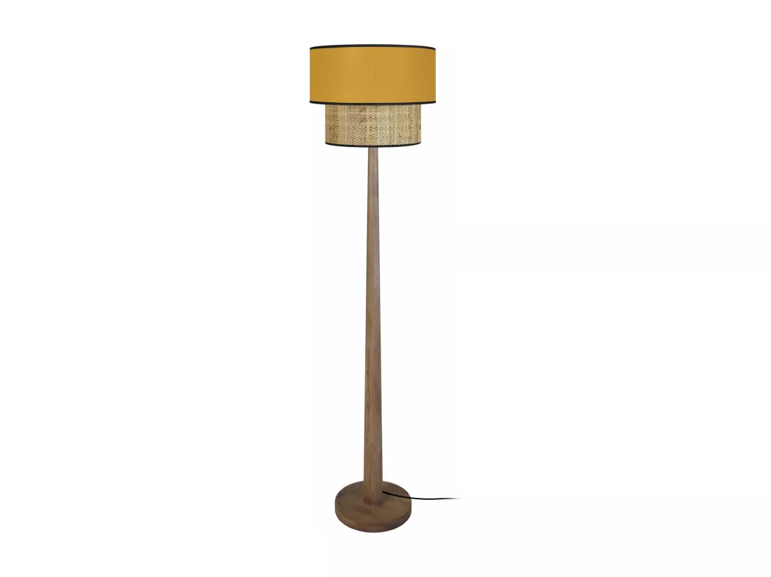 Lampadaire droit bois foncé,jaune 162 cm.