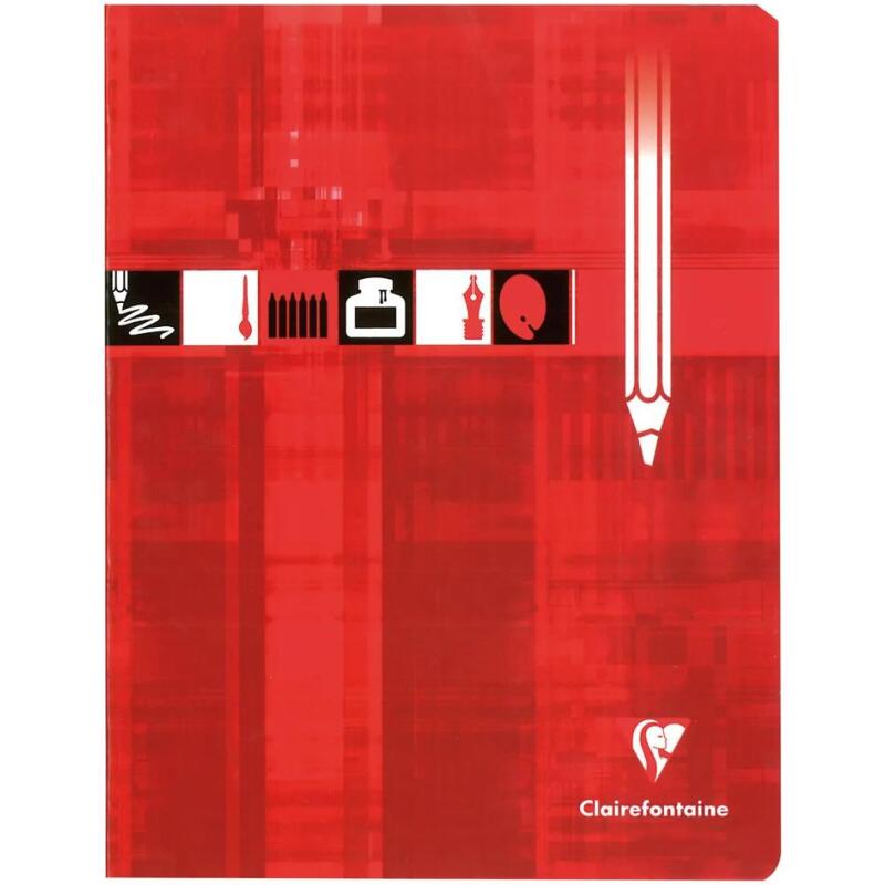 Cahier Dessin piqué 17x22cm 32 pages quadrillé 10x10 Rouge - Rouge