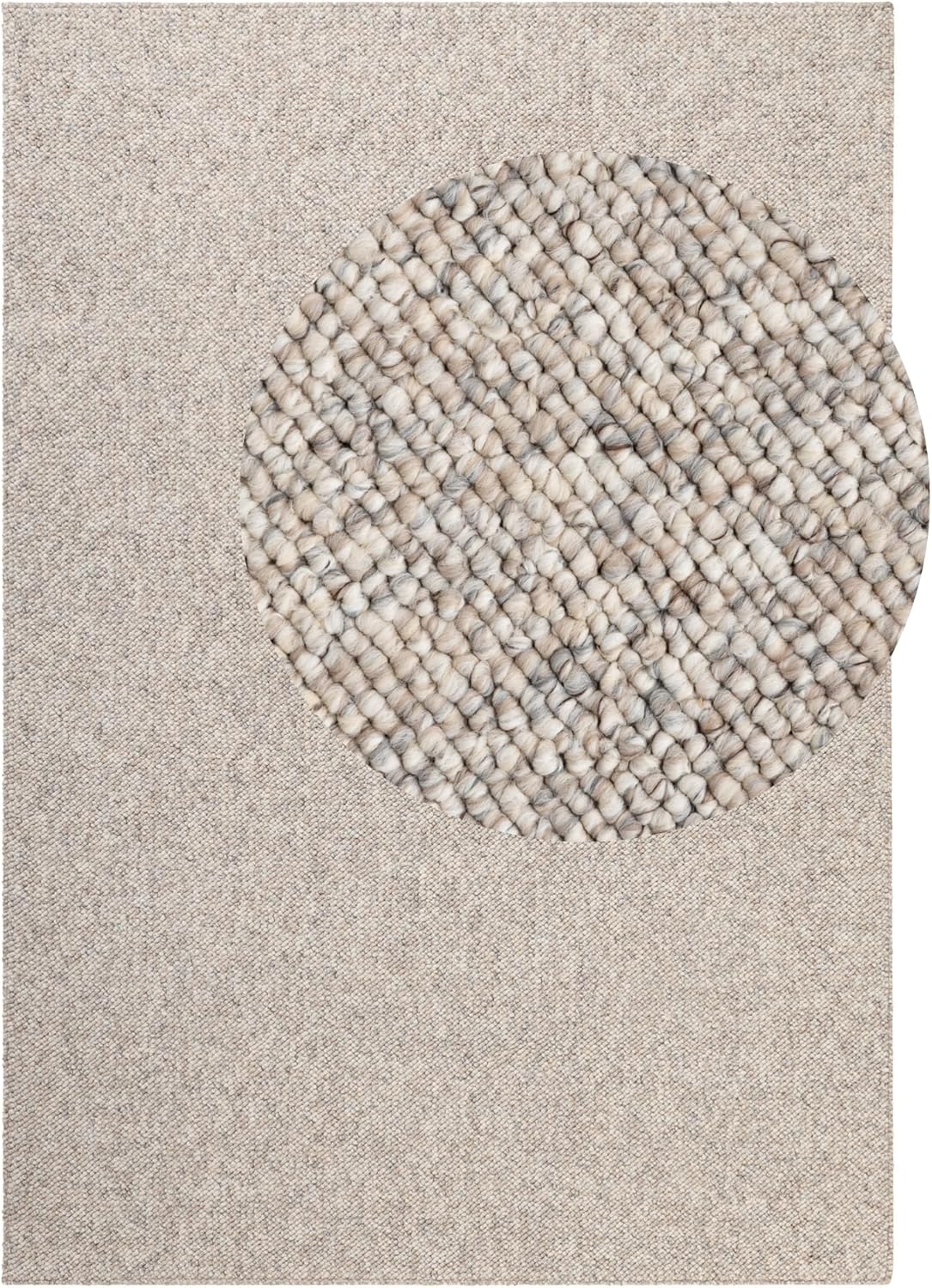 Elle Decoration Rocco - Flachgewebe Teppich, Maschinen Waschbar, Woll Optik, Langlebig & Nachhaltig, Modern, Skandi Look für Wohnzimmer, Esszimmer, Schlafzimmer, Flur - Creme Multifarben, 160x230cm
