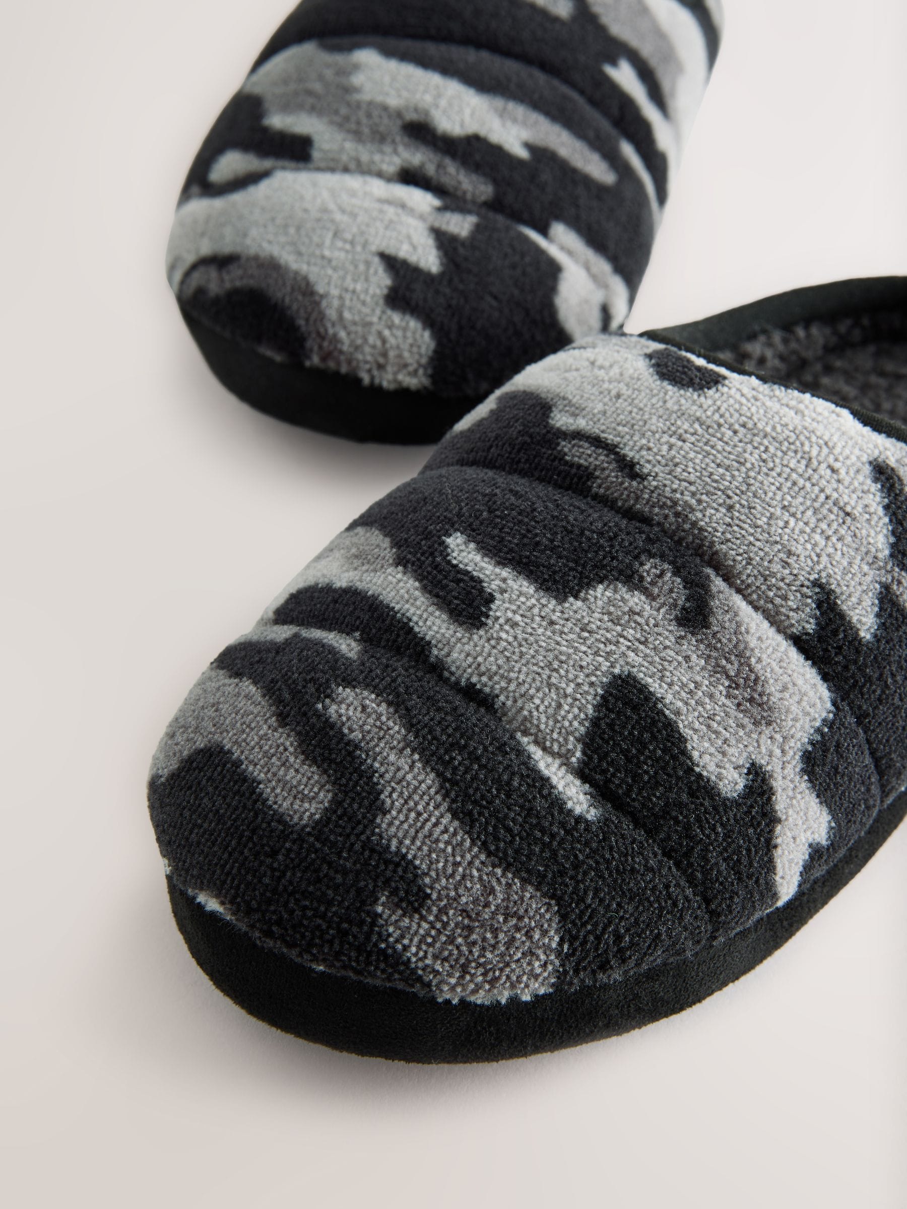 Grijs camouflage - Warme gevoerde pantoffelmuiltjes