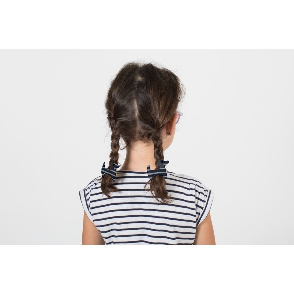 Barrette Basset Rayé Argent Marine