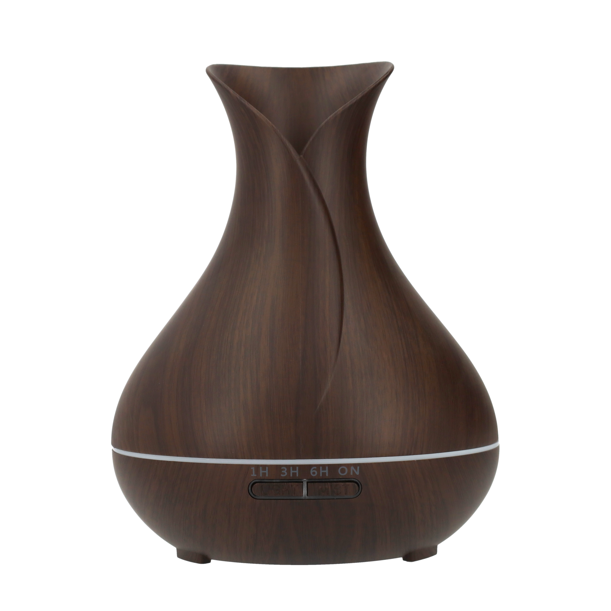 (550ml) Ultraschall Luftbefeuchter Aroma Öl Diffuser in Holz Optik   Fernbedienung mit LED Beleuchtung - Dunkelbraun