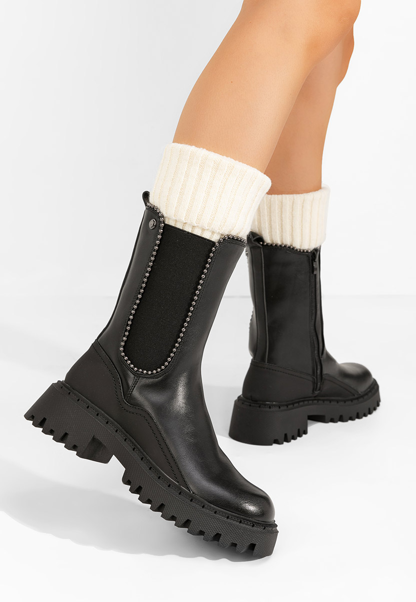 Bottines hautes femme noires Pertosa
