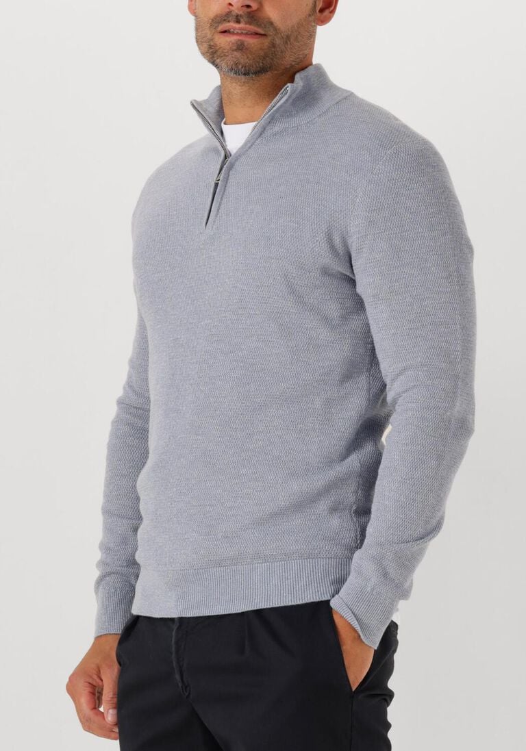 grijze profuomo trui pullover half zip twinkle slub