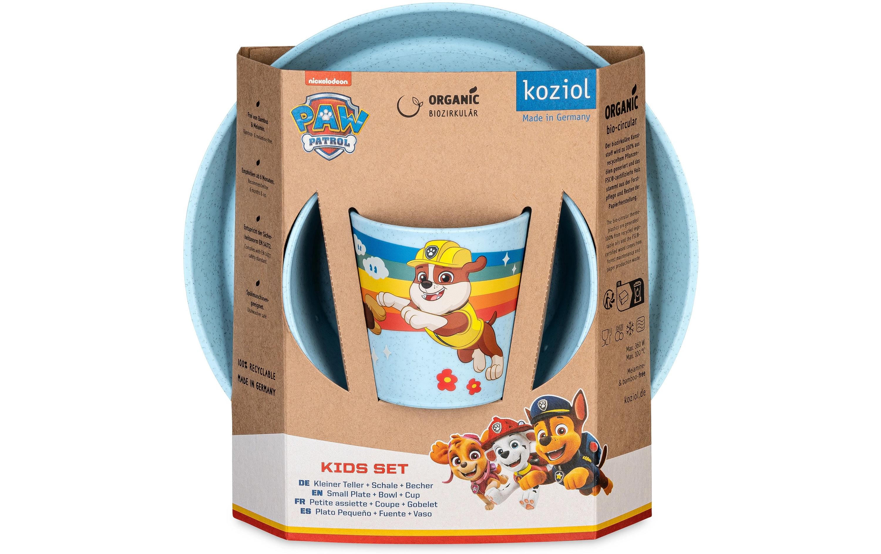 Kindergeschirrset CONNECT PAW PATROL sky blueKindergeschirr aus Biokunststoff bestehend aus Teller, Schüssel und Becher