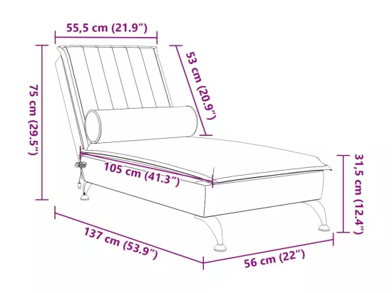 Chaise longue de massage avec traversin jaune velours