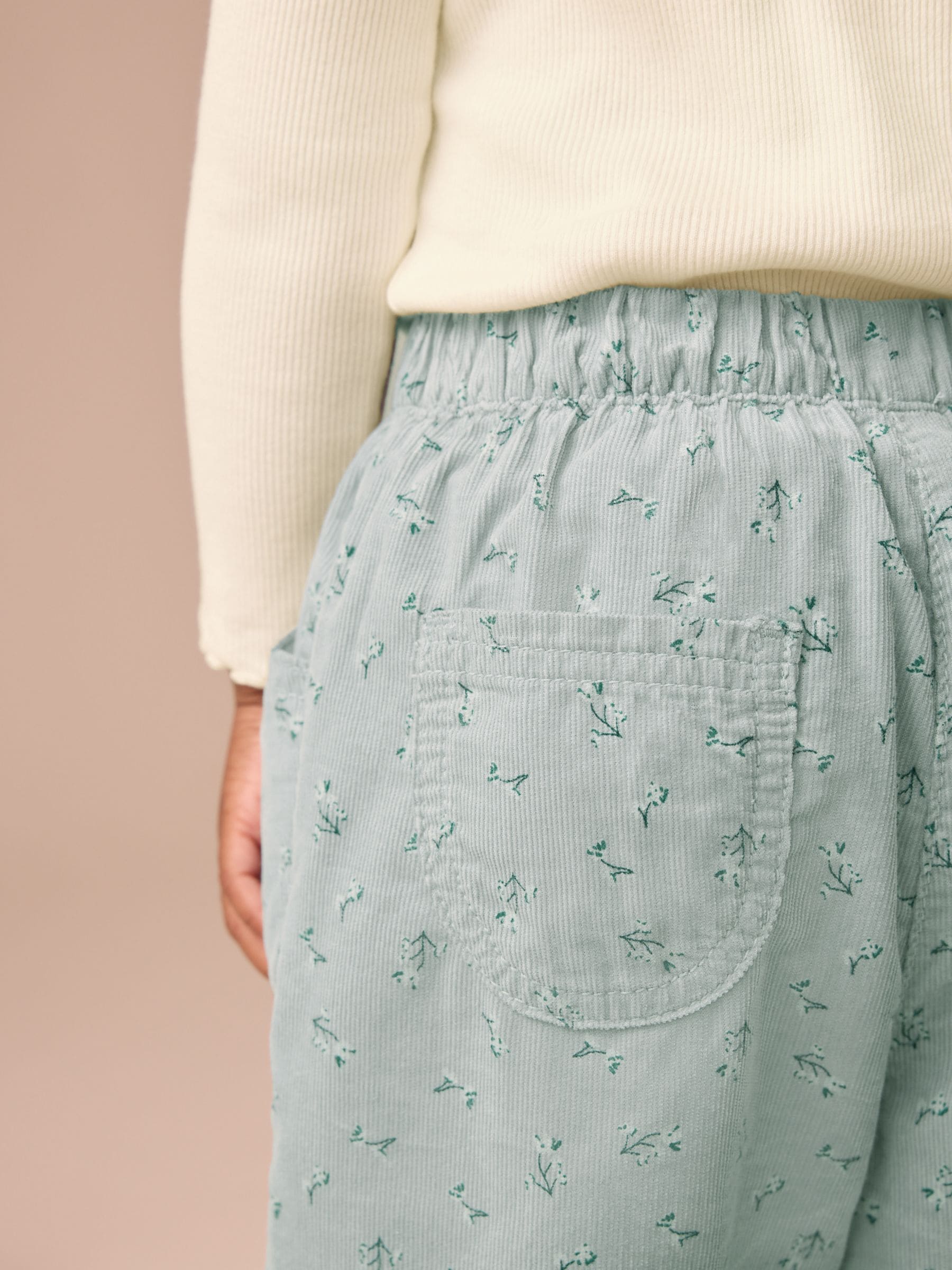 Blauw bloemenprint - Corduroy broek (3mnd-7jr)