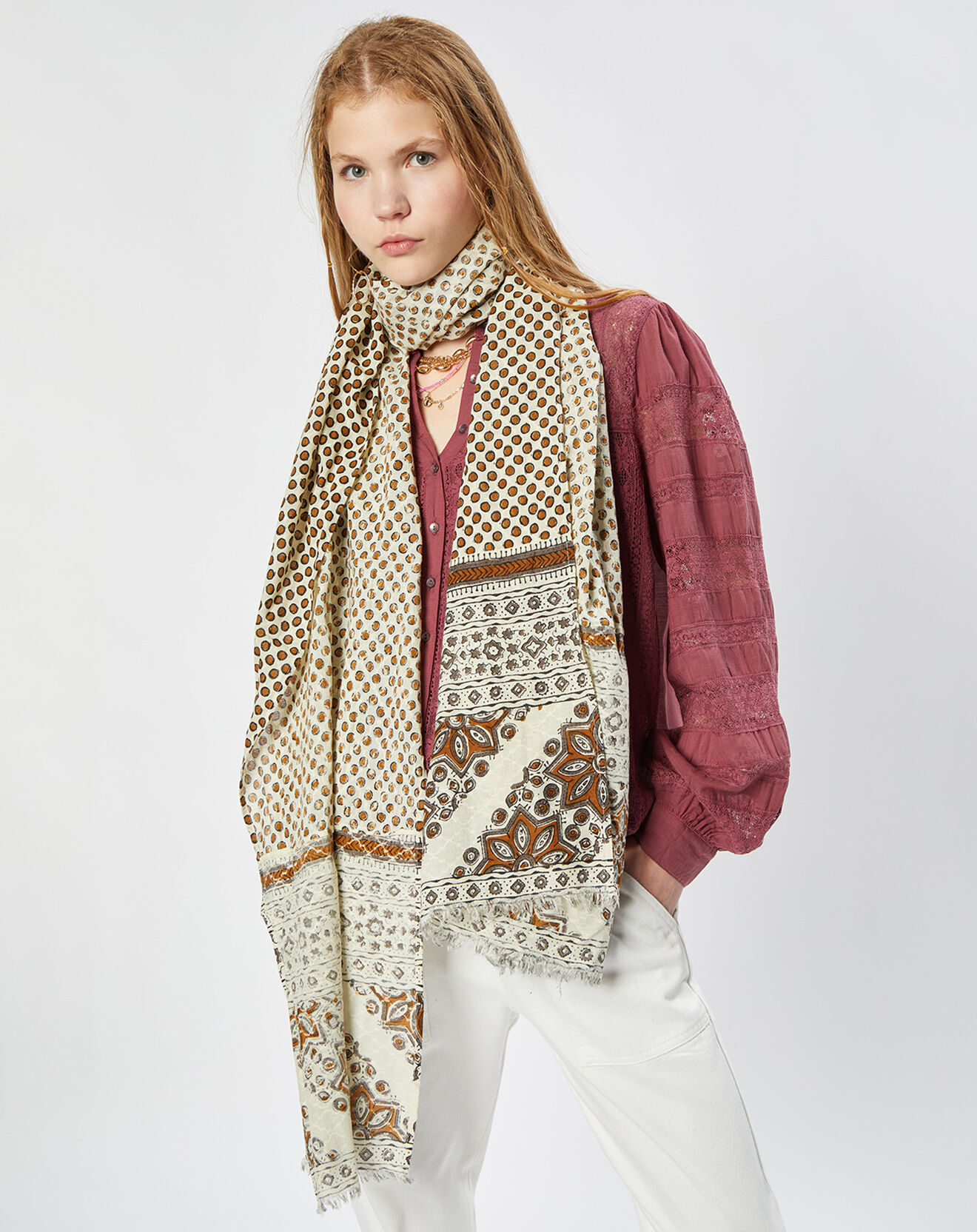 Stella Forest Foulard à franged Zaire ambre