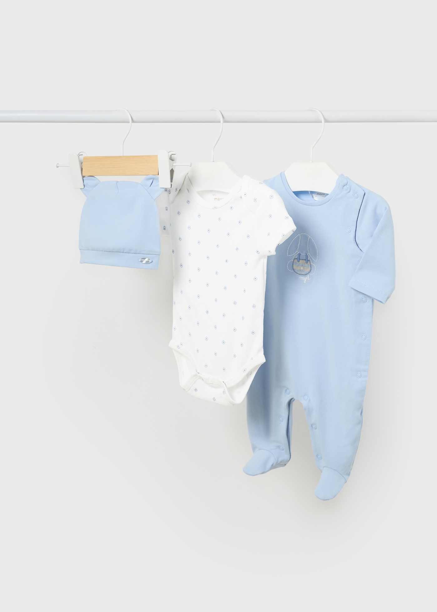 Conjunto de macacão de 3 peças Better Cotton para recém-nascidos, cor cru