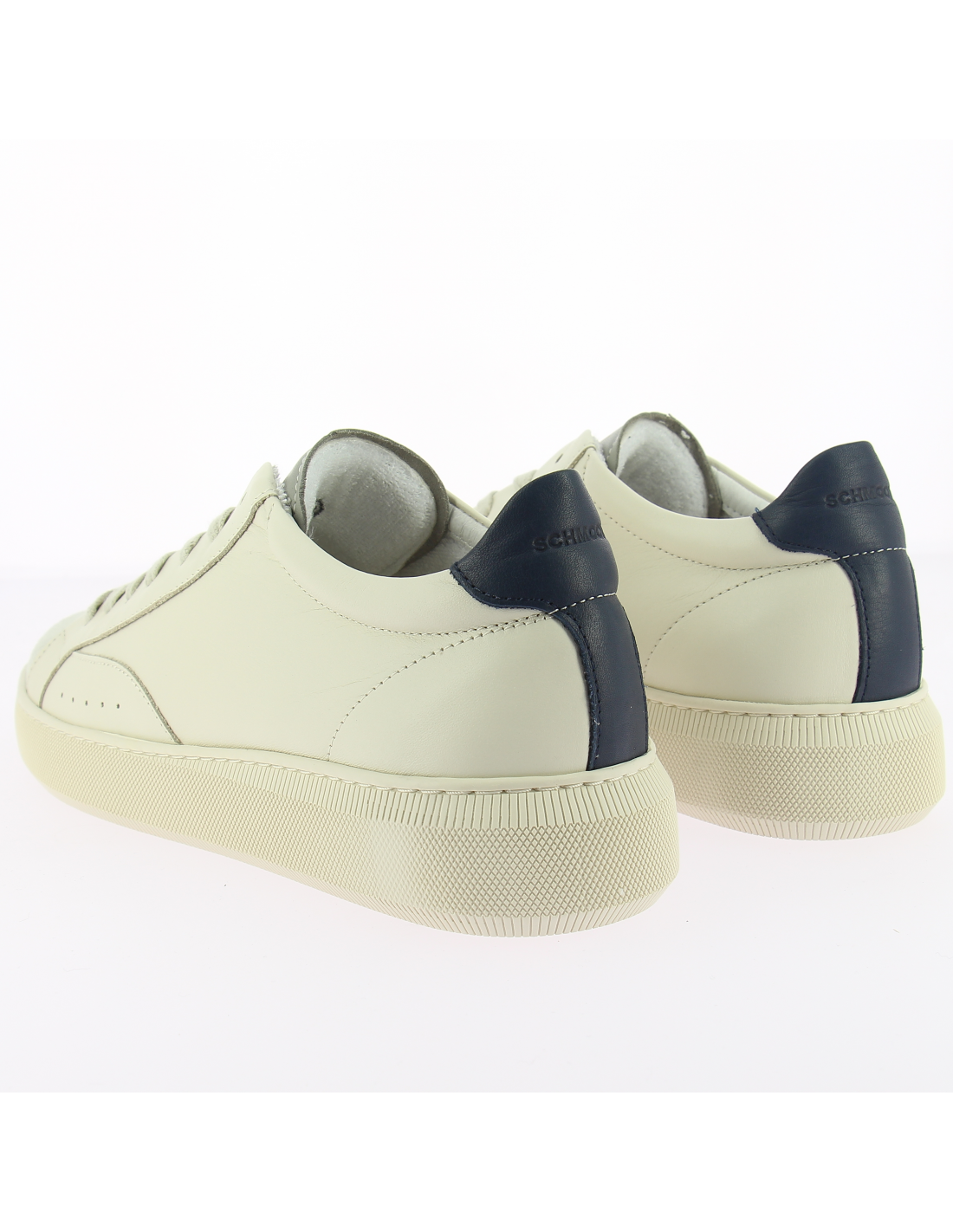 schmoove baskets de ville homme clear sneaker cuir blanc/bleu