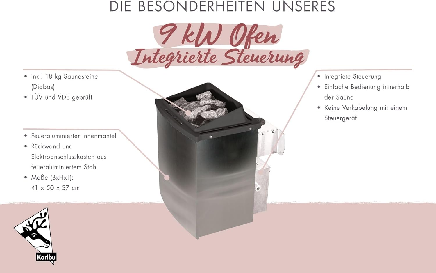 Karibu 73 mm Saunahaus Isidora inkl. Saunaofen mit eingebauter Steuerung 9 kW mit Schiebetüren naturbelassen oder schwarz (schwarz)