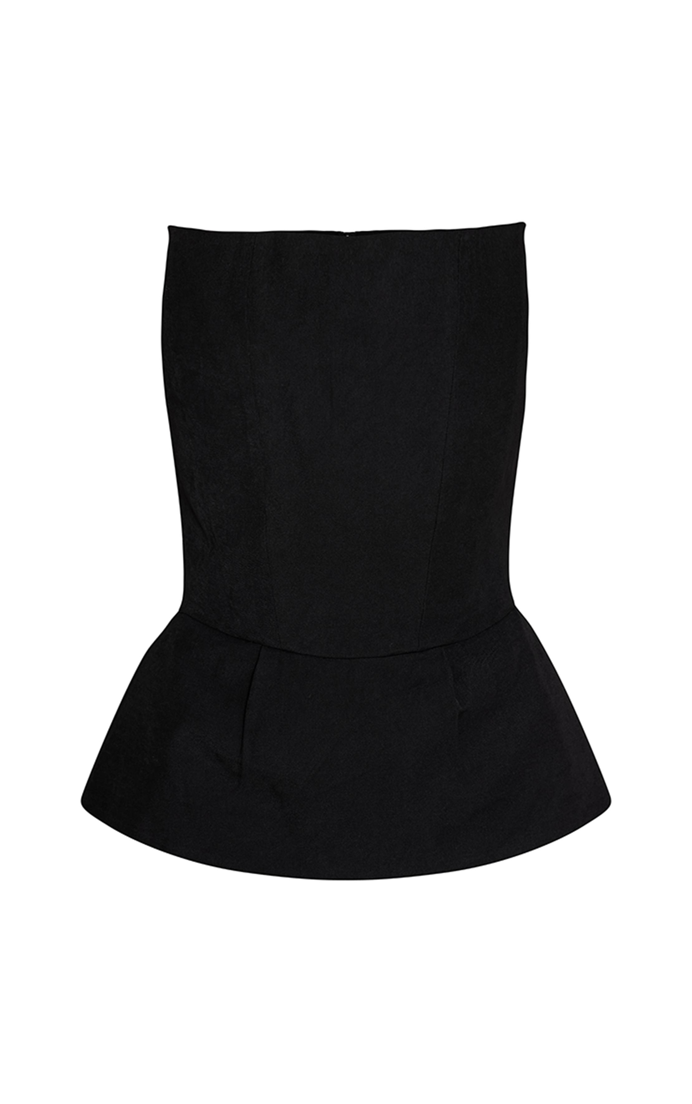 Noir Haut Bandeau À Basque Tissé Premium