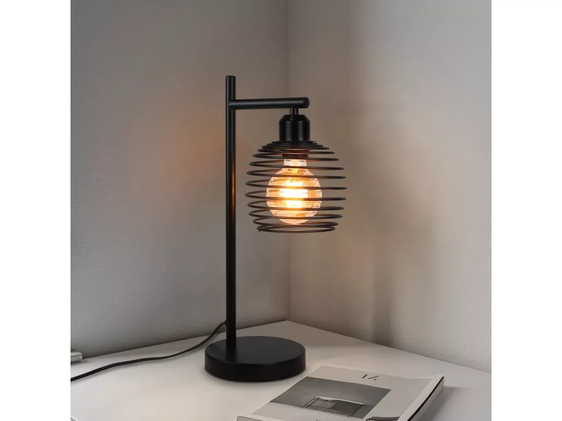 NETTLIFE Lampe de table Vintage Lampe de chevet E27 - Noir Chambre à coucher Lampe de table industrielle en métal Max. 40w Lampe de bureau rétro